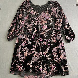 Lulus Dress Womens Small Long Sleeve Black Floral Lined Shift‎ Mini